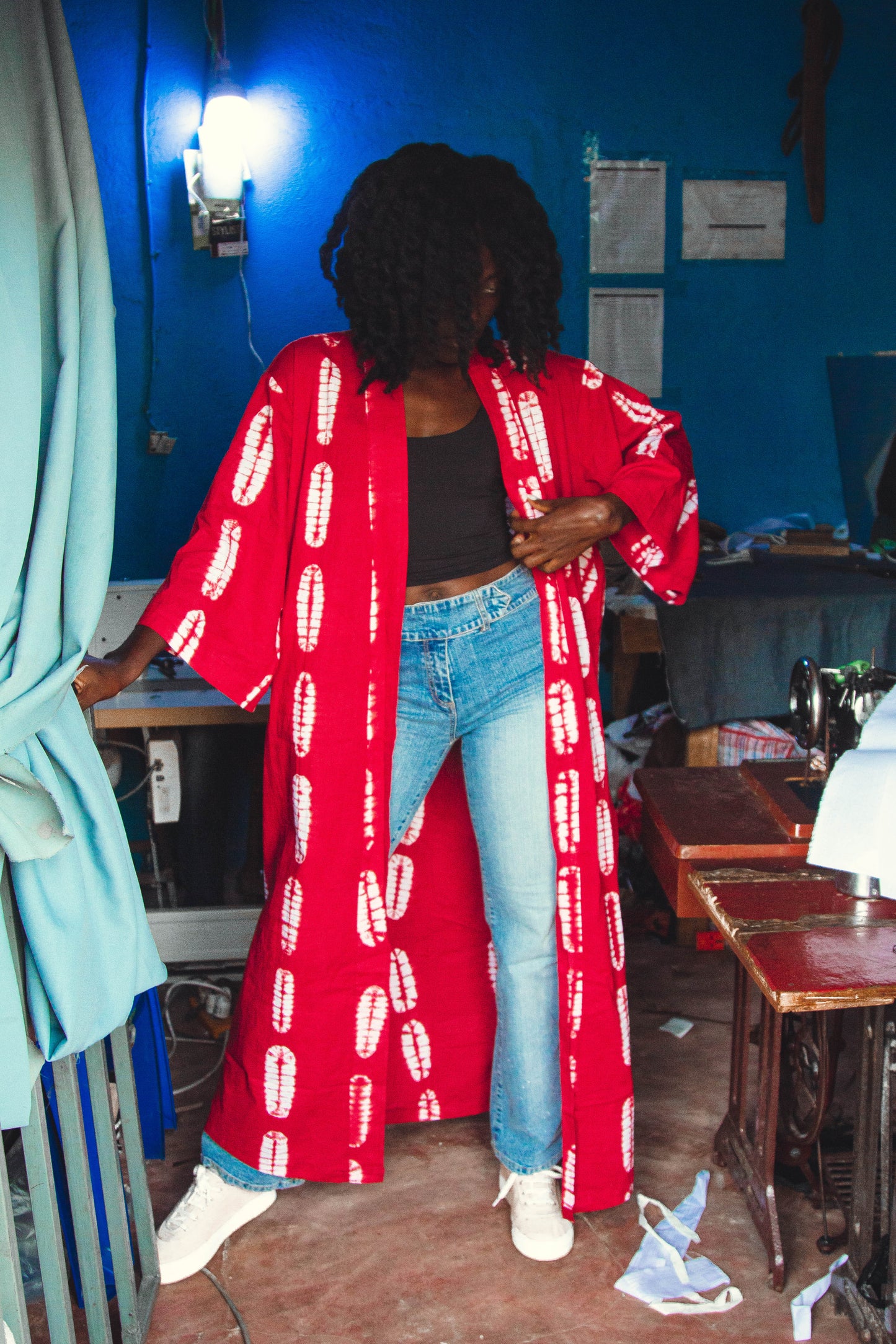 Red Batik Kimono (Long)
