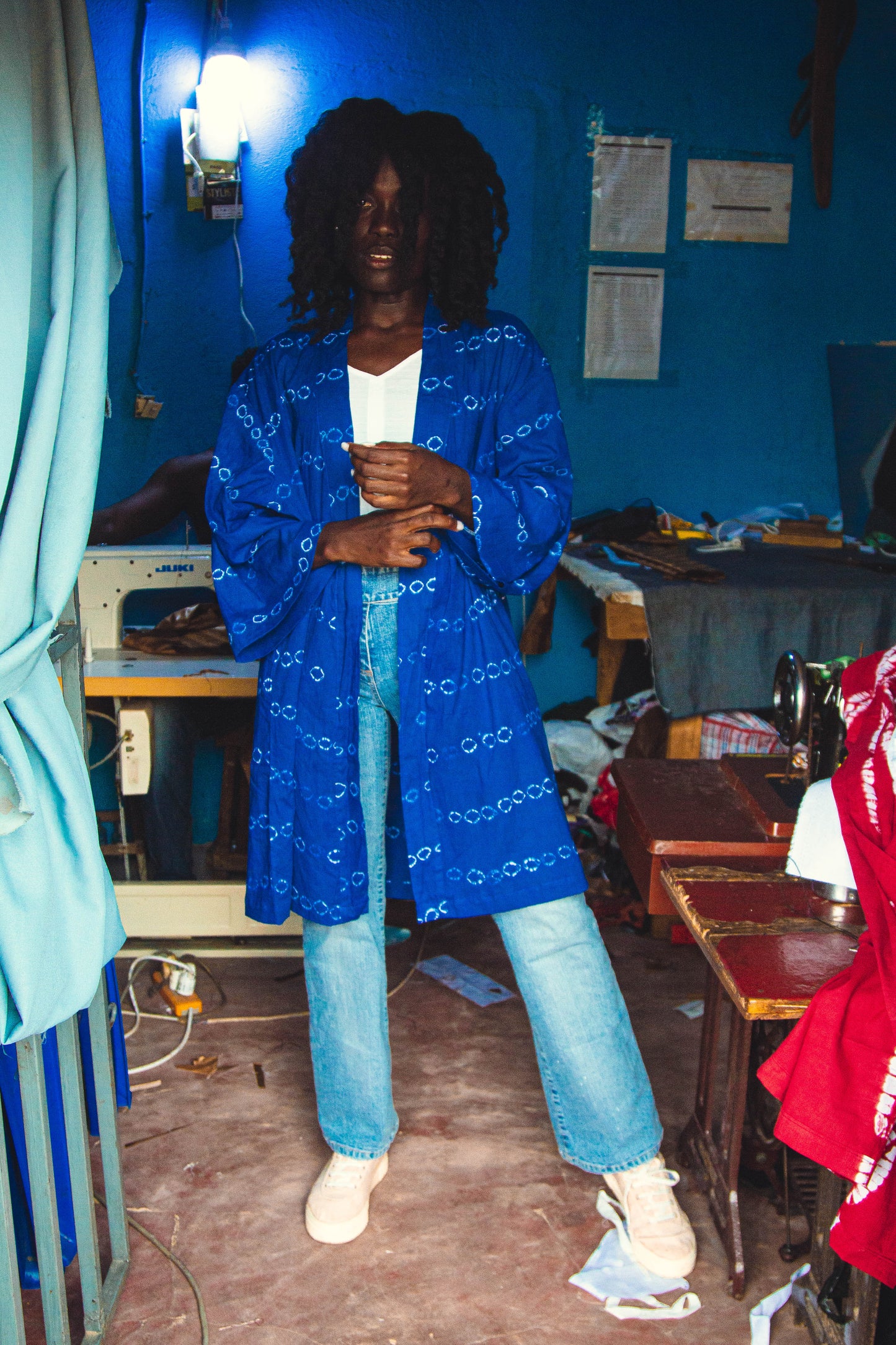 Blue batik Kimono (Short)