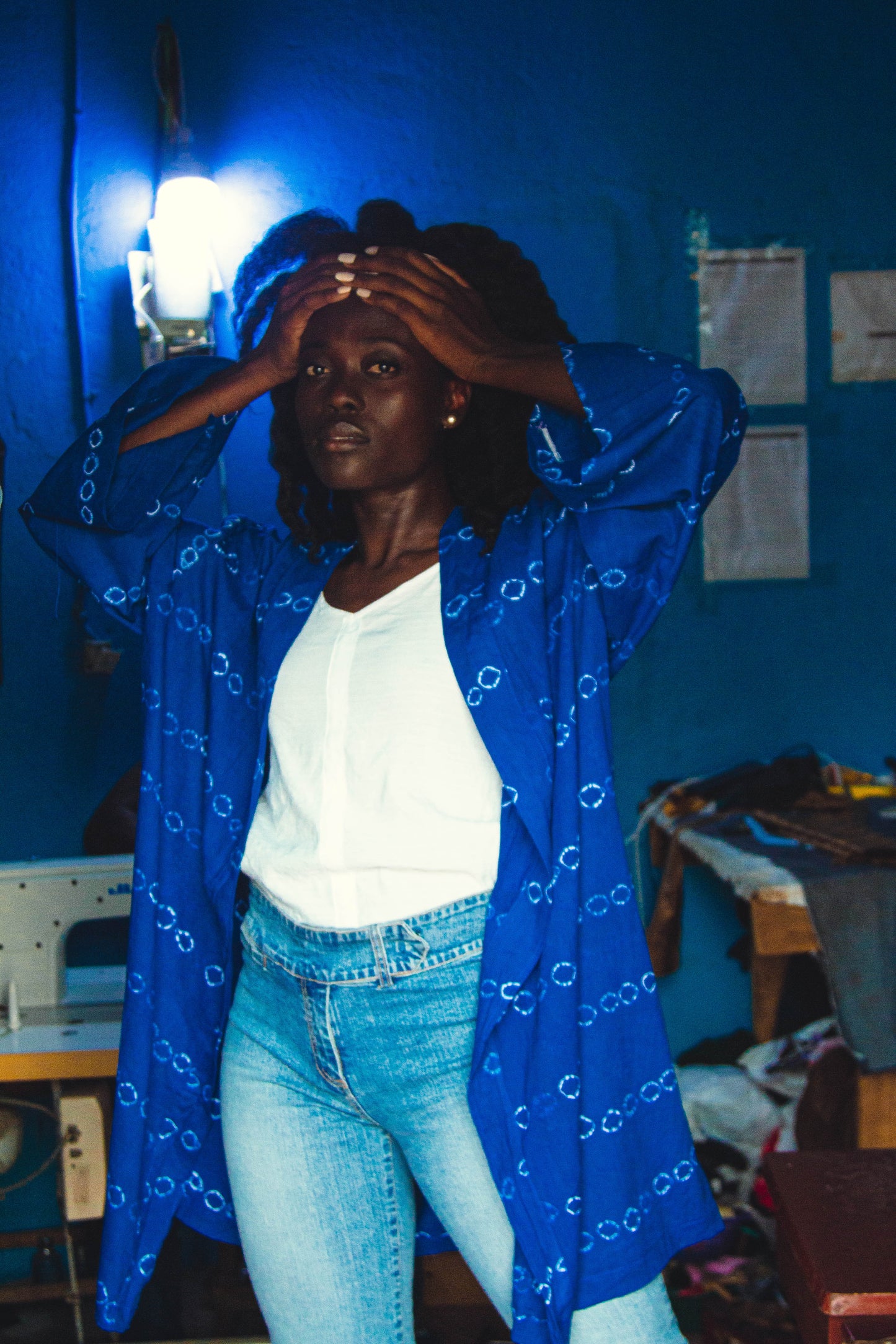 Blue batik Kimono (Short)